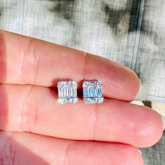 Pair of Gorgeous Natural Tiffany Cut 💎 DIAMOND 💎 Earrings - Picture 3 of 12